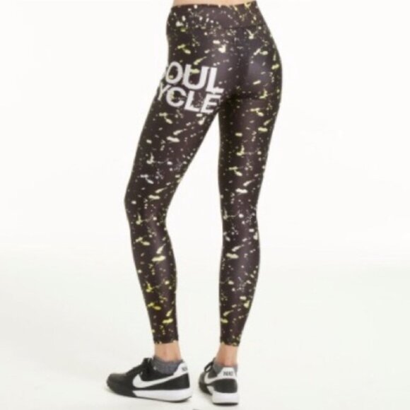 Terez for Soulcycle Paint Splatter Leggings High Rise Waist Black Size Small - Picture 11 of 13